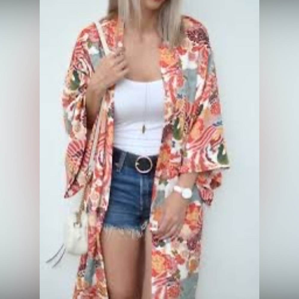 ZARA TRF Floral Kimono Open Front Duster - Picture 10 of 11